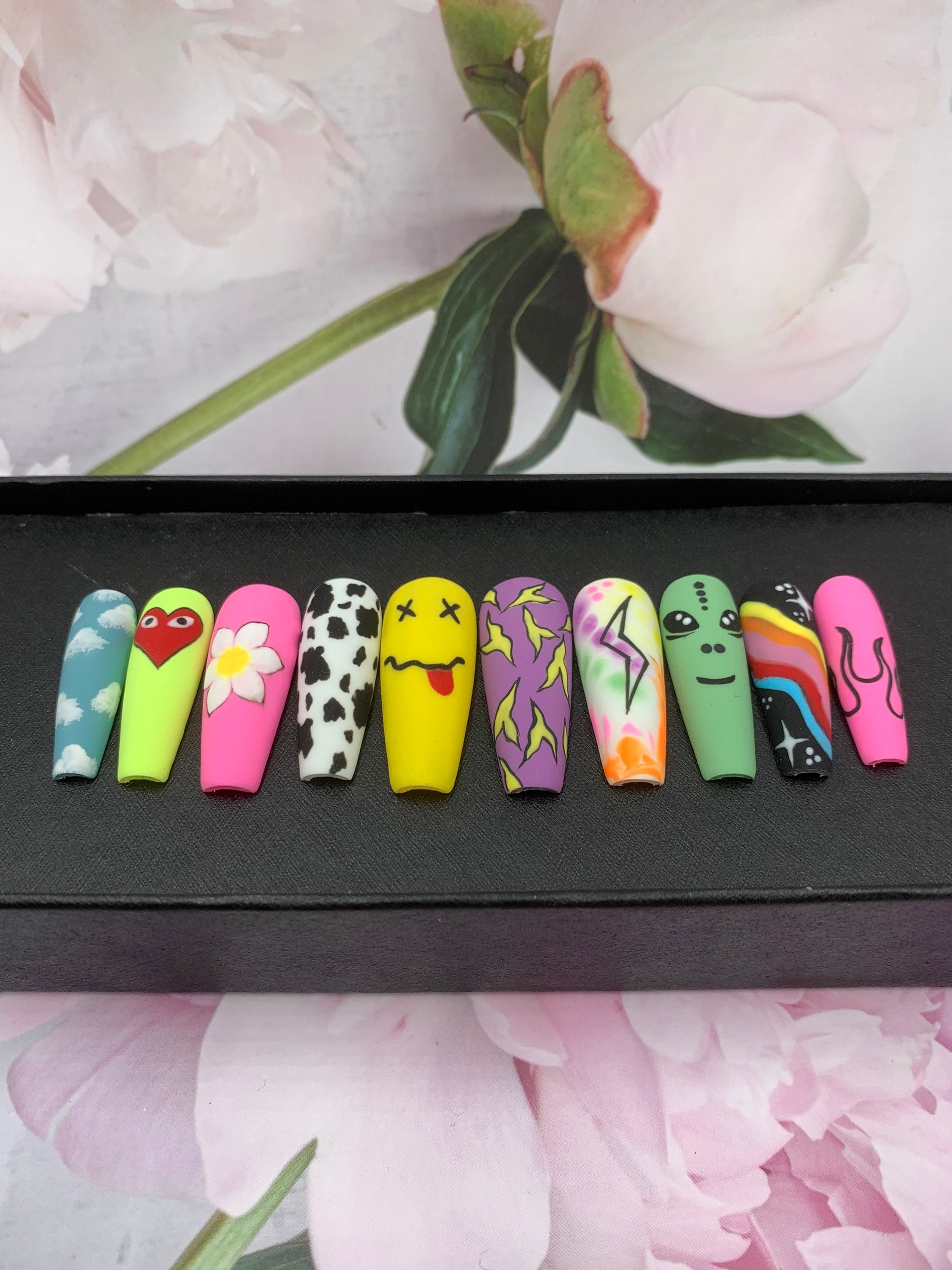 Crazy Press on Nails-glue on Fake Nails Luxury Handmade Nail - Etsy