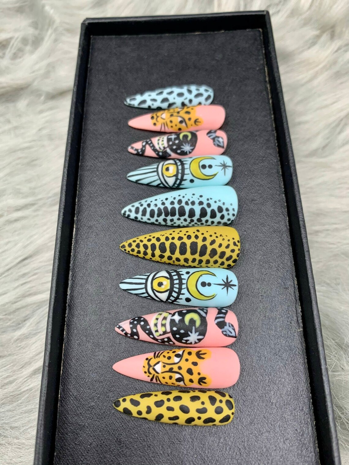 Leopard Stiletto Nails Art A217 Etsy
