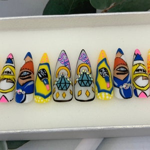 Fashion Girl Nails Press On Nails | Fake Nails | Glue On Nails | Press On Nails | Coffin Nails | Long Fake Nails | Luxury Nails A86