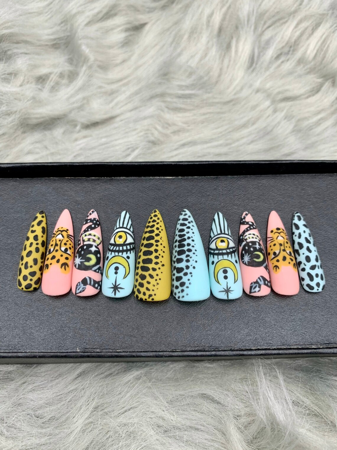 Leopard Stiletto Nails Art A217 Etsy