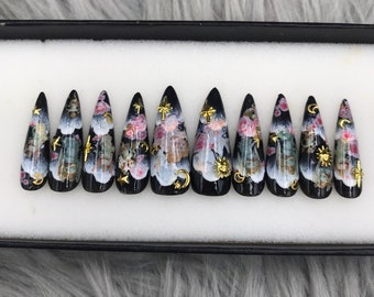 Luxury Press on Nails | Nail Set | Fake Nails | Glue On Nails | Press On Nails | Coffin Nails | False Nails | Long Fake Nails - A306