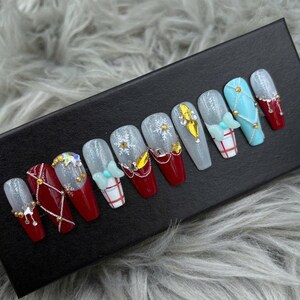 Nails set | Press On Nails | Glue On Nails | Long Fake Nails | Coffin Nails | Fake Nails | False Nails - A409