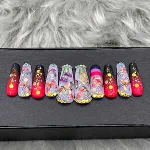 Handmade Butterfly set | Luxury Nails | Press On Nails | Glue On Nails | Coffin Nails | Long Fake Nails A147