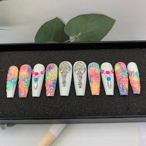 Perfectly Pastel Luxury nails | Fake Nails | Glue On Nails | Press On Nails | Coffin Nails | Long Fake Nails- A92