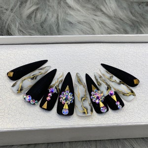 Presse marbrée Black Swan | Ensemble de clous de cercueil de luxe-A146