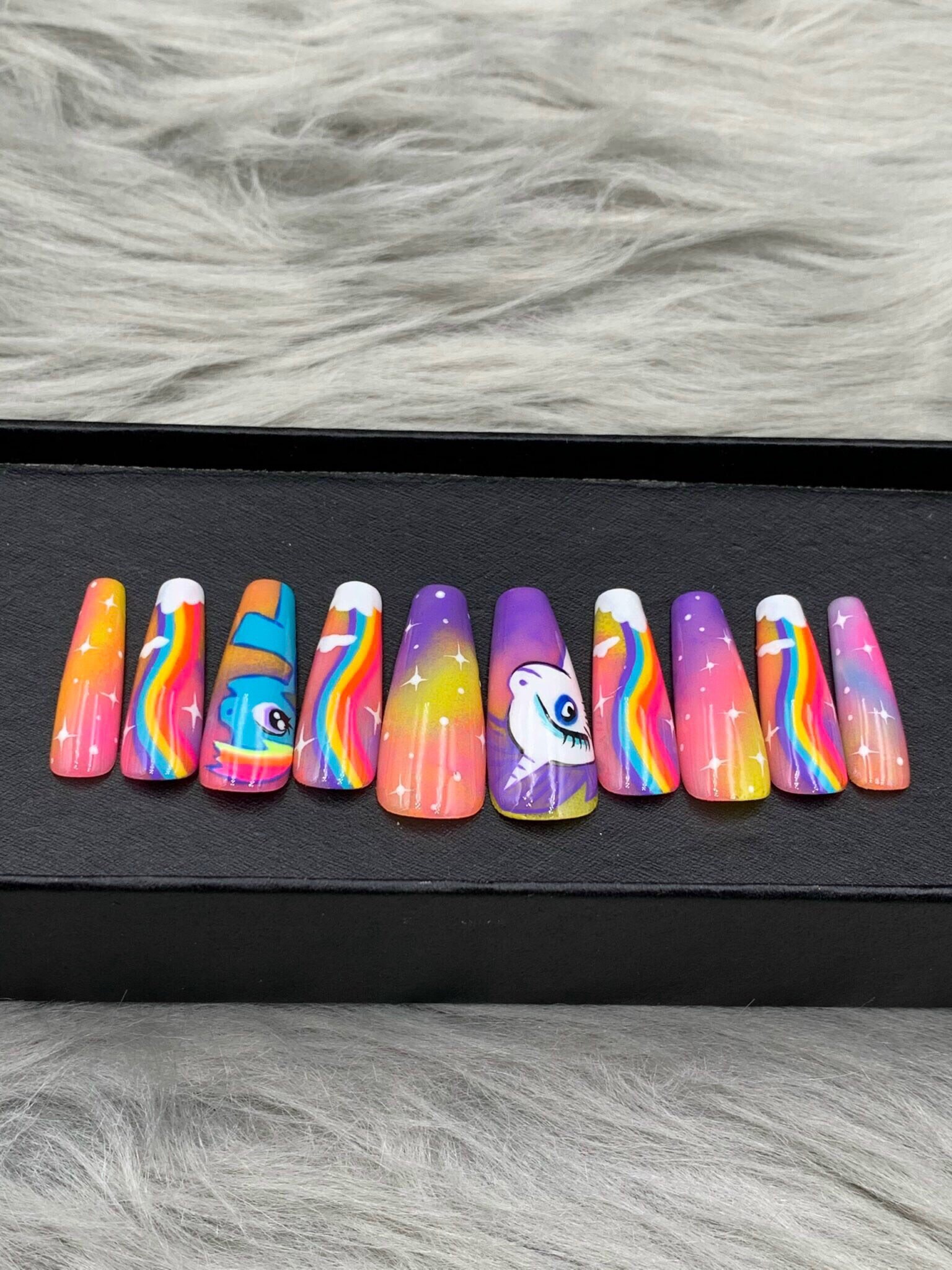 Unicorn Frappe Luxury Glue on Nails A178 - Etsy