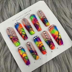 Y2K nails/Press On Nails | Luxury Nails | Fake Nails | Glue On Nails|Coffin Nails | Acrylic Nails | Long Fake Nails-A381