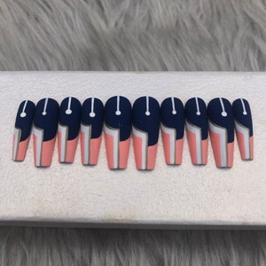 Merry Christmas Press On Nails | Fake Nails | Glue On Nails | Press On Nails | Coffin Nails | Luxury Nails | Long Fake Nails - A282