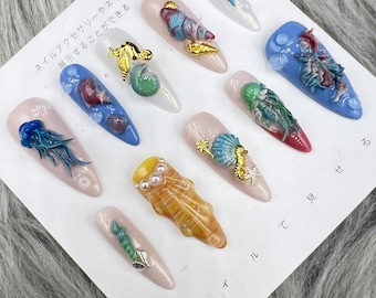 Fake Nails |  Luxury Nails | Press on Nails | Nail Set | Glue On Nails  | Coffin Nails | False Nails | Long Fake Nails - A454