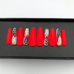 Luxury Nails | Glue On Nails | Fake Nails | Press On Nails | Coffin Nails |  Long Fake Nails- A49