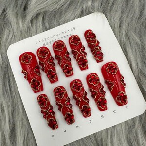 Luxury Press on Nails | Nail Set | Fake Nails | Glue On Nails | Press On Nails | Coffin Nails | False Nails | Long Fake Nails- A387