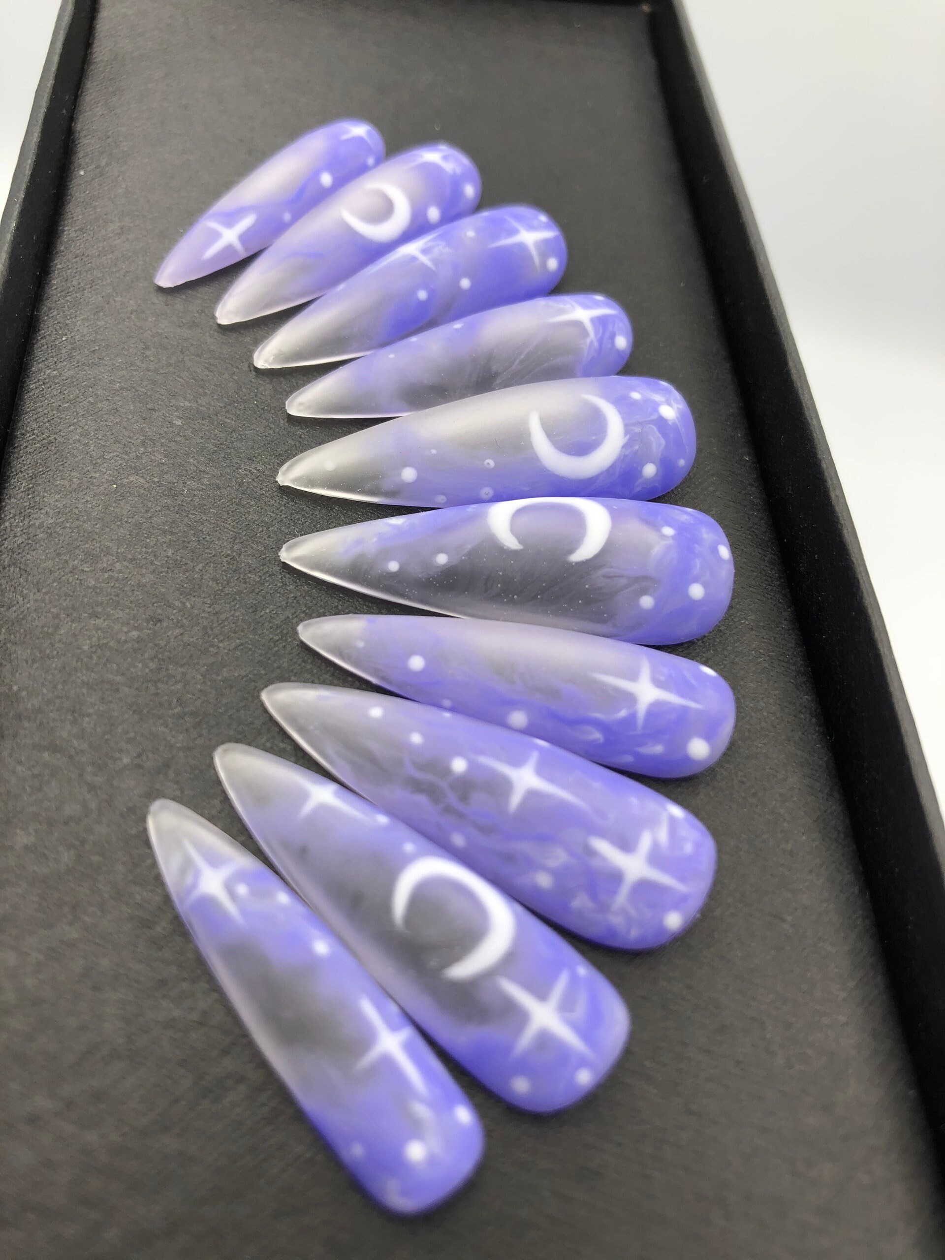 Moon Twinkle Fake Nails Coffin Nails Press on Nails - Etsy