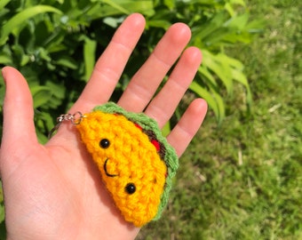 Mini Crochet Taco Keychain, Handmade, So Cute, Attach To Anything