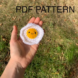 PATTERN** Fried Egg, Super Adorable Crochet Plushie PDF Pattern, Funny Food Crochet