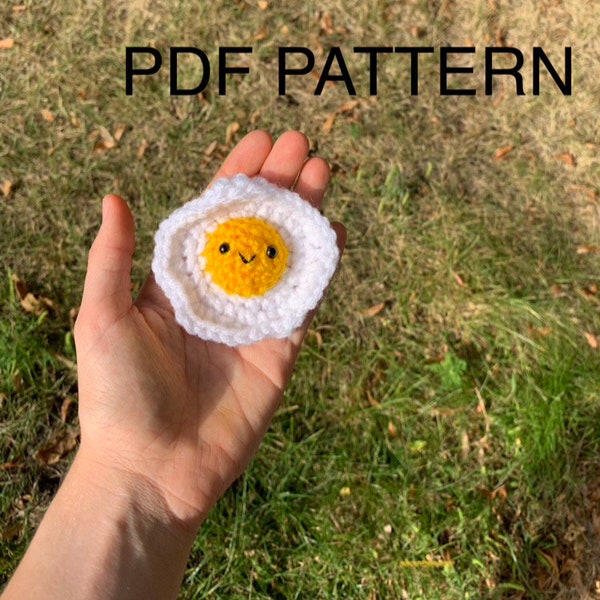 PATTERN** Fried Egg, Super Adorable Crochet Plushie PDF Pattern, Funny Food Crochet