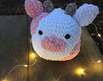 Handmade Crochet Strawberry Cow Plushie