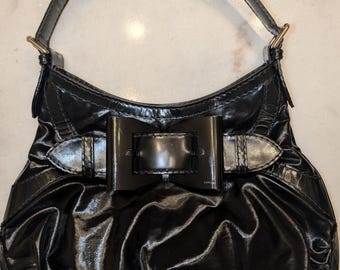 Authentische Gucci Black Buckle Hobo Bag Y2K Dialux Oil Slick Coated Canvas Italy, fast wie neu