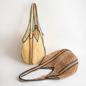 DIY crochet bag pattern -  Lattan Vacance Line Bag pattern, crochet pdf pattern, big net bag, handmade bag