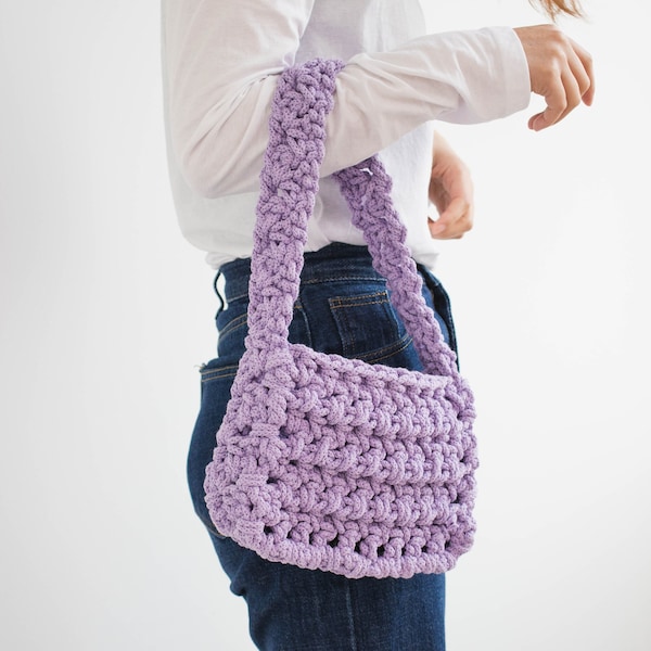 Patron de sac au crochet DIY - Jemilli Hobo Bag, sac fourre-tout, tutoriel vidéo disponible, crochet facile