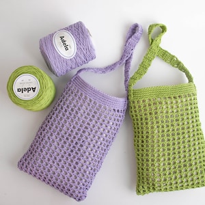 DIY crochet bag pattern - Adela Long Line Net Bag Pattern. Easy crochet bag pattern