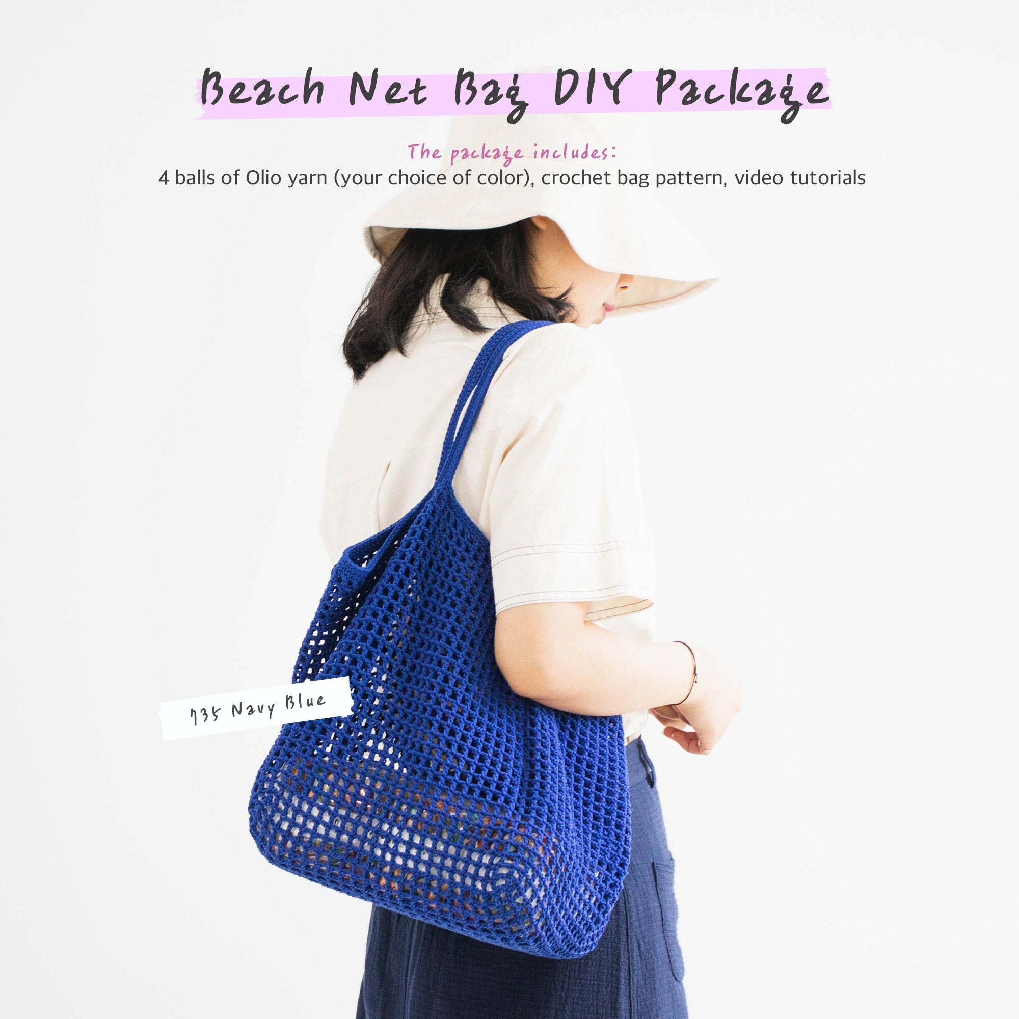 DIY Crochet Bag Package: Yarn and Pattern - Beach Net Bag - Etsy