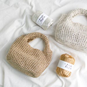 Patroon voor zelfgehaakte tas: metallic Play Code Bagel Bag downloadbaar patroon