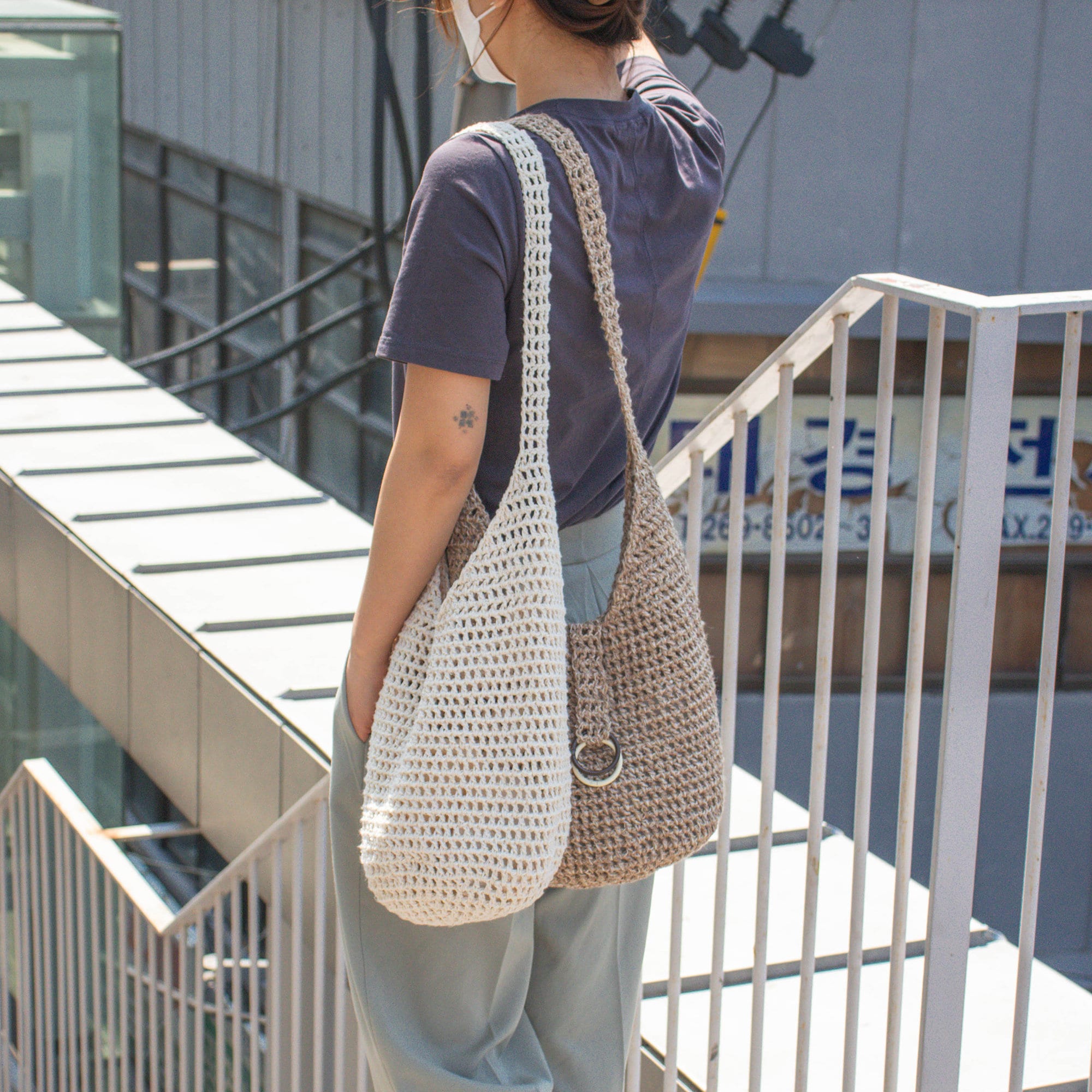 DIY Crochet Bag Pattern Muse Hemp Ethnic Net Bag, Hobo Crossbody