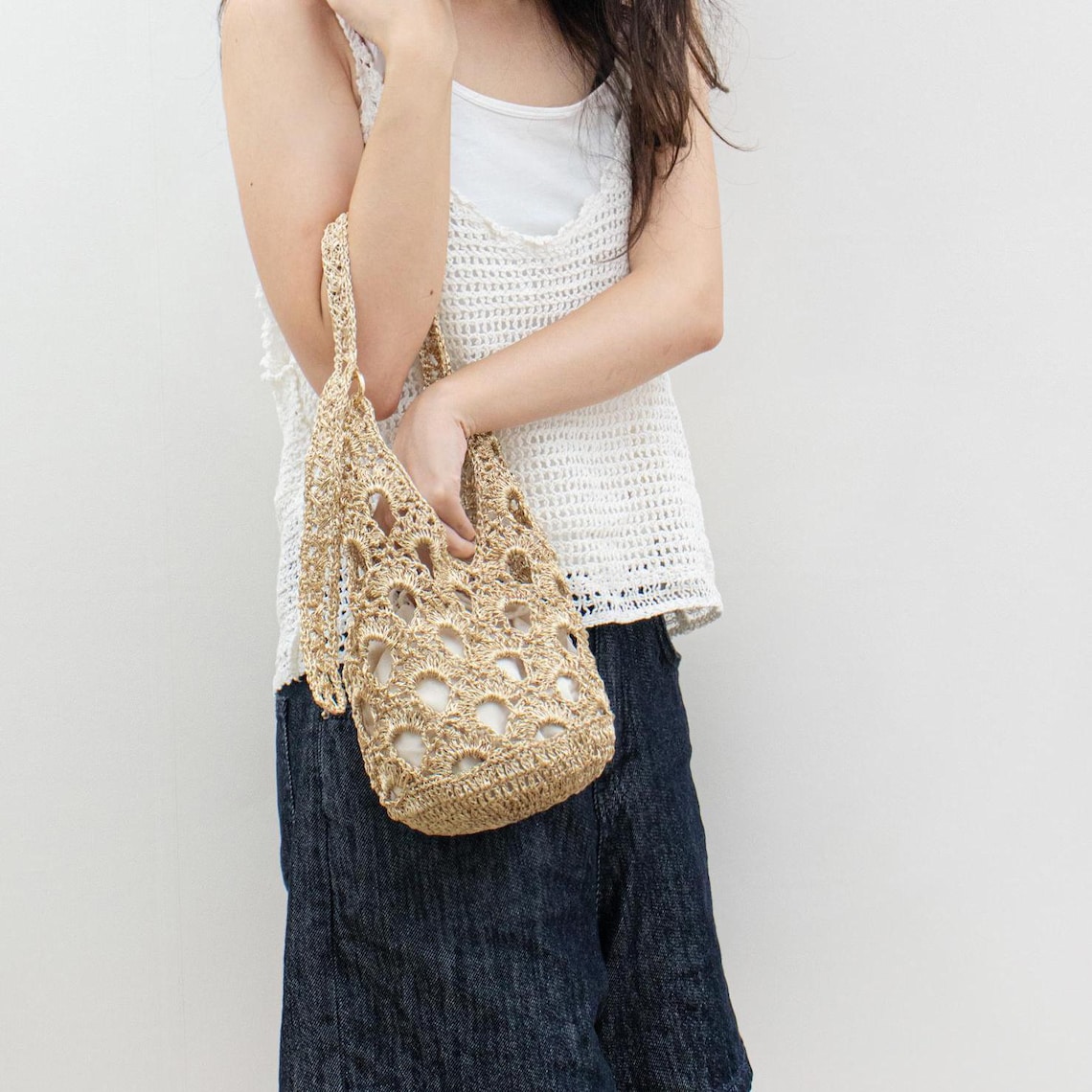 DIY Crochet Bag Pattern - Metallic Play Code Olive Bag Downloadable ...