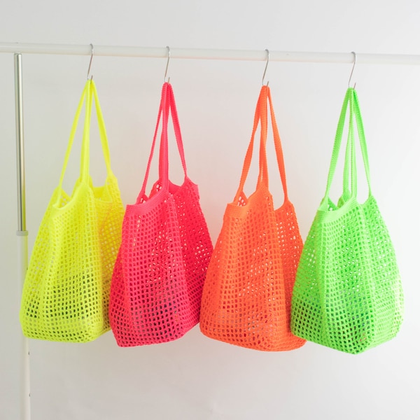 DIY crochet bag pattern - Beach Net Bag downloadable pattern only, great for summer, vacation and gift, Easy to make, beginner level