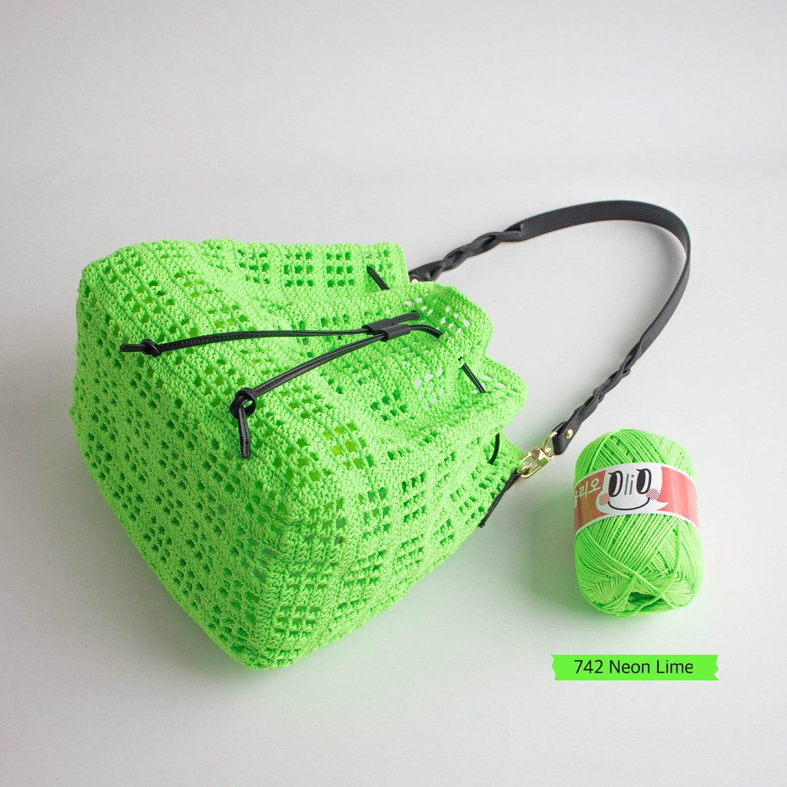 DIY crochet bag package yarn leather accessories and pattern Etsy