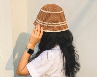 DIY Linen Crochet Bucket Hat Pattern – Picnic Style (PDF Pattern)