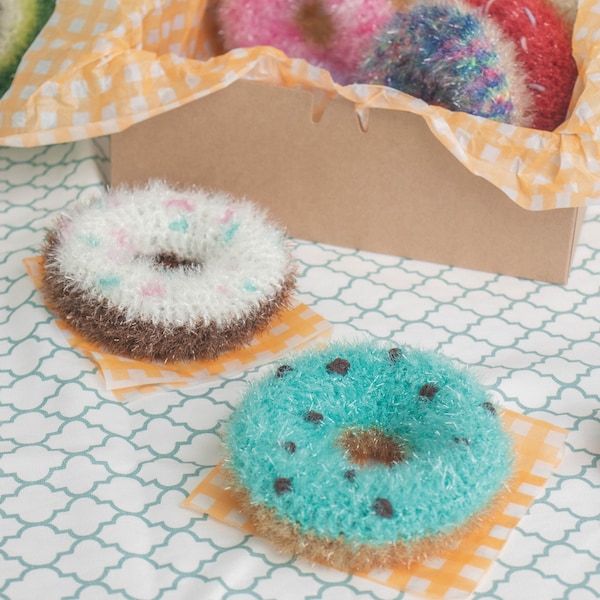 DIY crochet scrubber pattern - Doughnuts crochet scrubber, make your favorite dessert, perfect & cute for housewarming gift, home decor