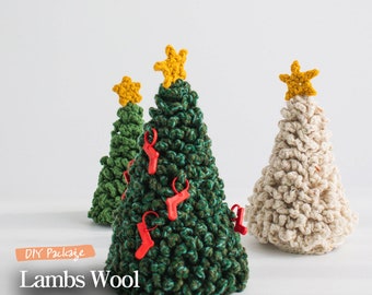 DIY crochet Christmas tree package:  yarn and printed pattern included - Fine Lambs Wool Tree, Christmas, Fine Lambs Wool yarn