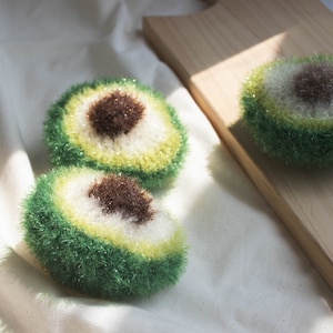 DIY crochet scrubber pattern - Avocado crochet scrubber, make your perfect ripped avocado, perfect & cute for housewarming gift, home decor
