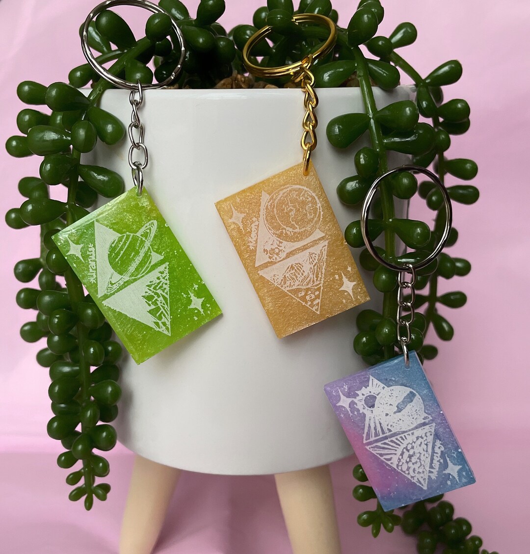 Solar System Card Keyring Solar System Token Etsy