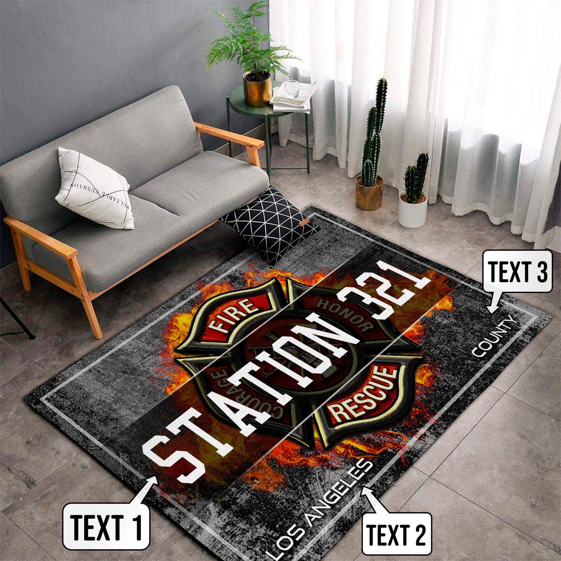 Custom Firefighter rug Firefighter area carpet Custom Etsy