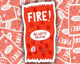 Taco Bell Fire Sauce Packet Sticker | Laptop Sticker | Notebook Sticker | Vinyl Sticker | Waterproof Sticker