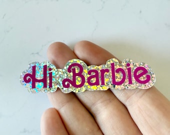 Glitter Hi Barb ie Sticker | Laptop Sticker | Notebook Sticker | Vinyl Sticker | Waterproof Sticker
