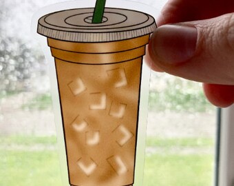 Iced Coffee Cup Clear Sticker | Laptop Sticker | Notebook Sticker | Vinyl Sticker | Waterproof Sticker