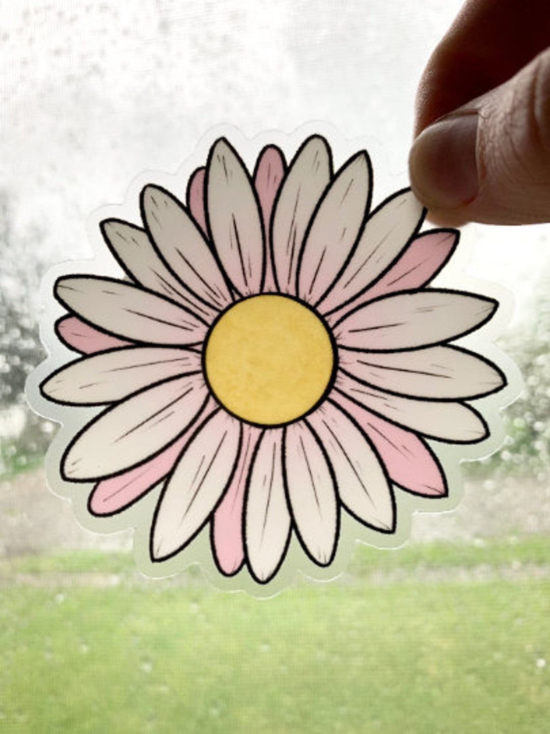Pink Daisy Sticker Pink Daisy Flower Clear Sticker | Laptop Sticker | Notebook Sticker ...