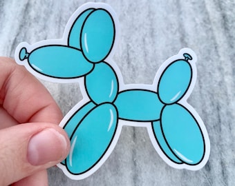 Blauer Ballon-Hund Aufkleber | Laptop Aufkleber | Notebook Aufkleber | Vinyl-Aufkleber | Wasserfester Aufkleber