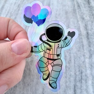 Sticker astronaute holographique | Sticker pour ordinateur portable | Sticker pour ordinateur portable | Autocollant en vinyle | Autocollant imperméable