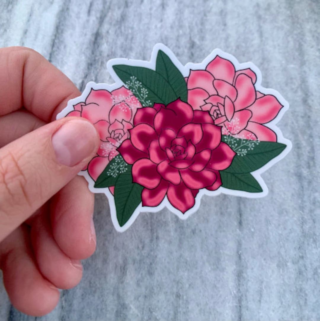 Notebook Sticker Design Pink Pink Flower Sticker | Laptop Sticker | Notebook Sticker | Vinyl Sticker ...
