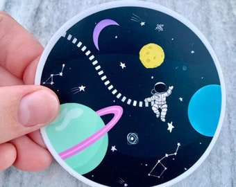 Floating in Space Sticker | Laptop Sticker | Notebook Sticker | Vinyl Sticker | Waterproof Sticker