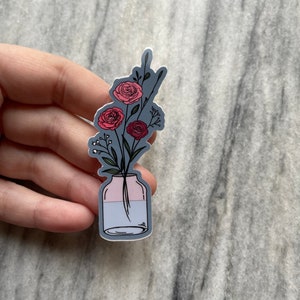Vase of Roses Sticker | Laptop Sticker | Notebook Sticker | Vinyl Sticker | Waterproof Sticker