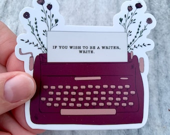 Flower Typewriter Sticker | Laptop Sticker | Notebook Sticker | Vinyl Sticker | Waterproof Sticker