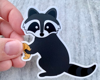 Croissant Raccoon Sticker | Laptop Sticker | Notebook Sticker | Vinyl Sticker | Waterproof Sticker