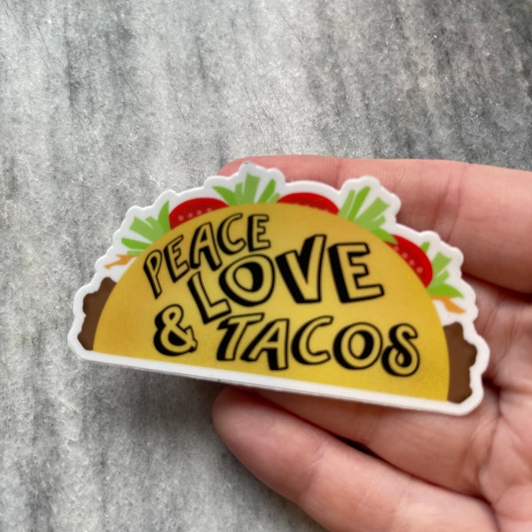 Peace, Love & Tacos Sticker | Laptop Sticker | Notebook Sticker | Vinyl Sticker | Waterproof Sticker