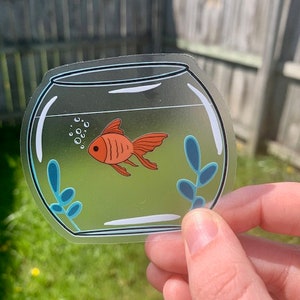 Goldfish Bowl Clear Sticker | Laptop Sticker | Notebook Sticker | Vinyl Sticker | Waterproof Sticker