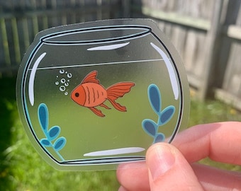 Goldfish Bowl Clear Sticker | Laptop Sticker | Notebook Sticker | Vinyl Sticker | Waterproof Sticker